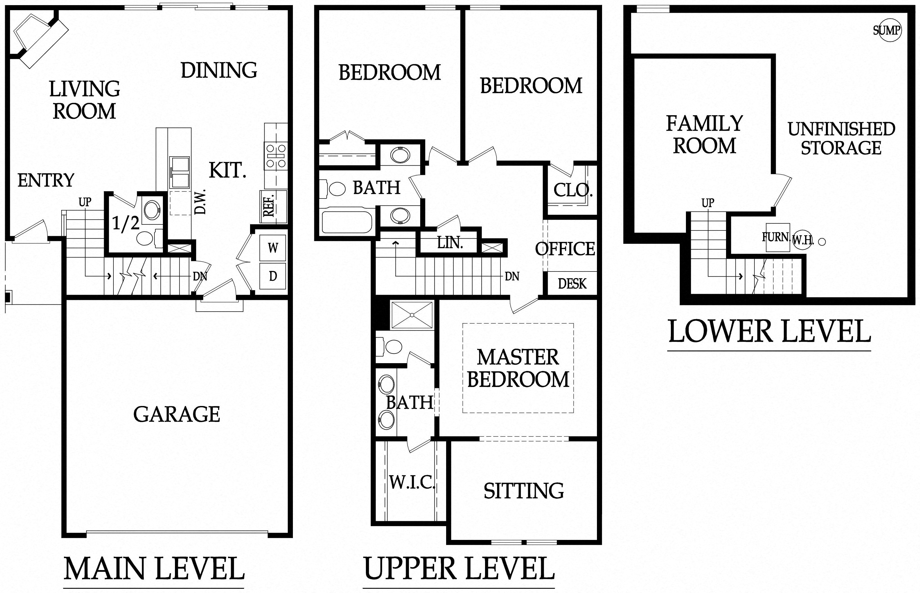 Floor plan for 3 beds, 2 baths, 1475 sqft